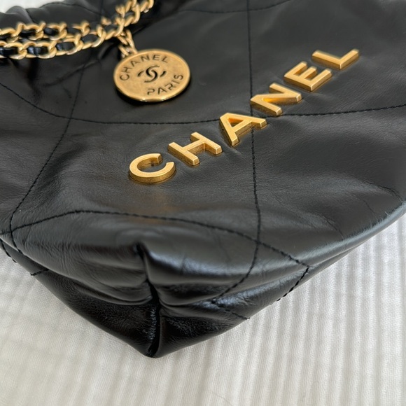 Chanel Mini Hobo 22 Black w Gold Hardware - Picture 2 of 15